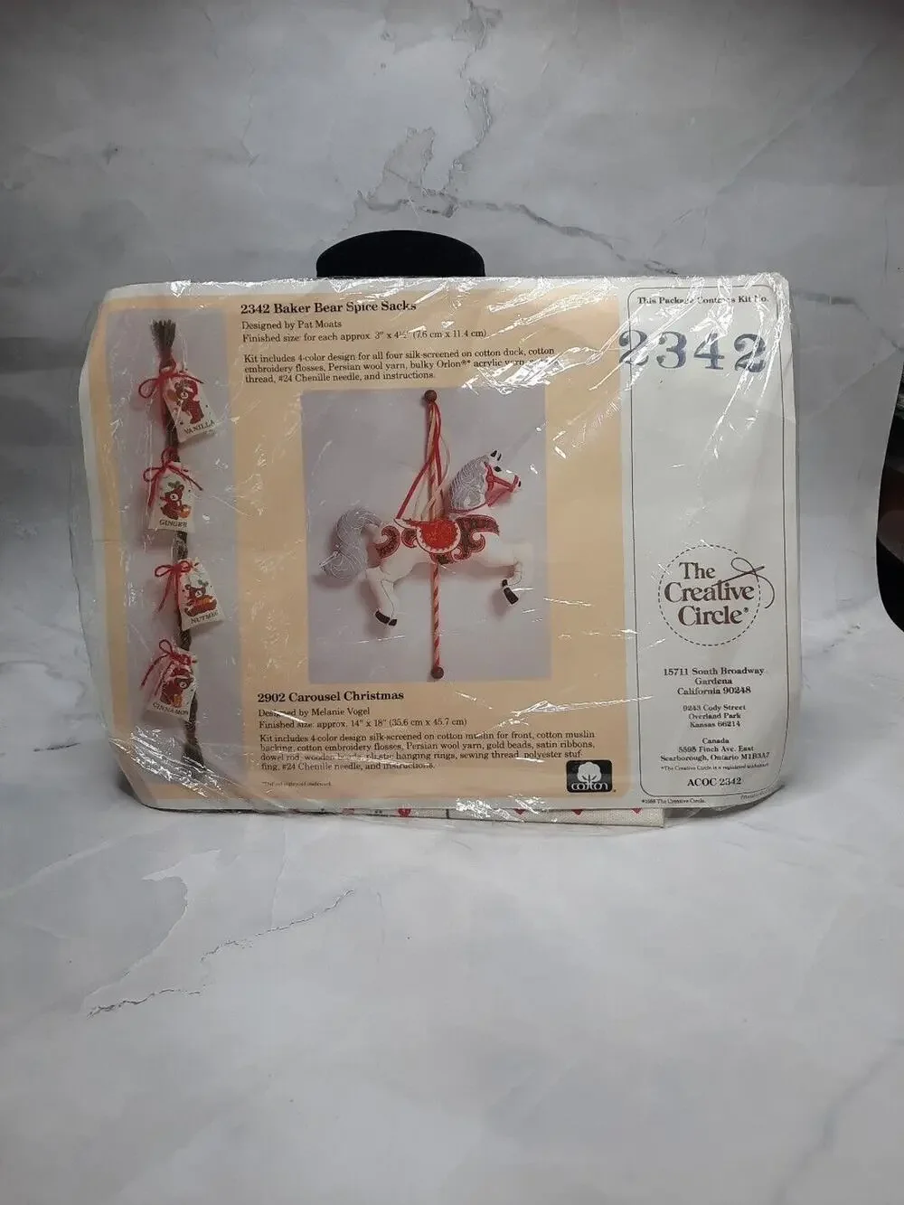Vintage The Creative Circle Embroidery Kit 2342 Baker Bear Spice Sacks Christmas